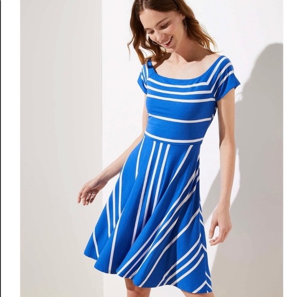 LOFT Dresses & Skirts - LOFT striped crossover back dress